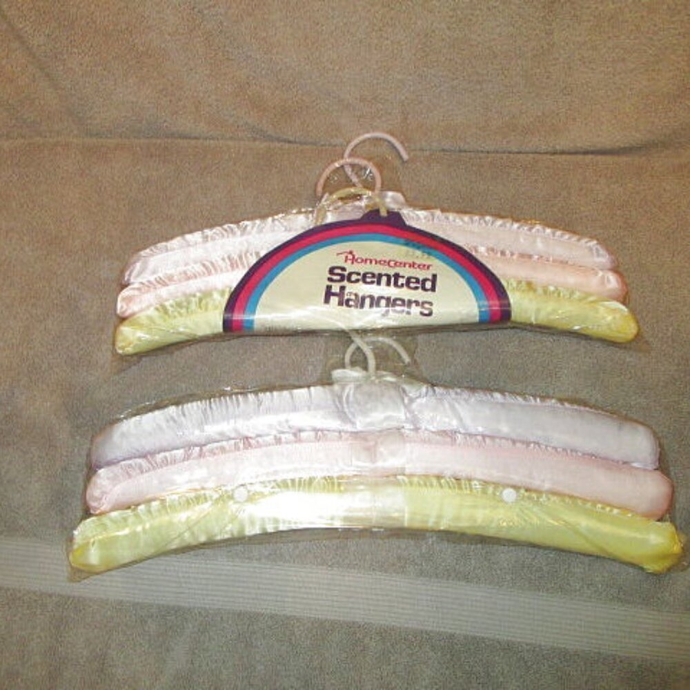 Vtg Satin Padded Hangers Set Of 6 Princess Boudoir Lingerie Bridal Purple NEW